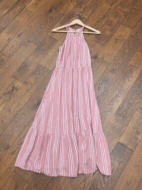 Linen blend Striped midi dress